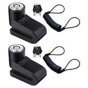 Myenne 2pcs Security Scooter Motorcycle Lock Anti-Theft Heavy Duty Brake Wheel Disc Lock With Reminder Cable For Motorbikes Bicycles